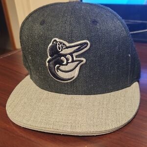 Baltimore Orioles Two-Tone Baseball Cap - Black & Gray Flat Rim